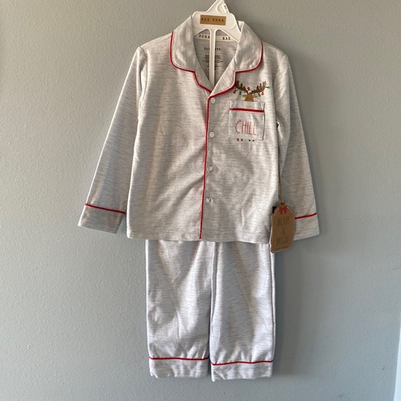 Rae Dunn Pajamas Nwt 4t Rae Dunn Button Down Chill Holiday Pajama